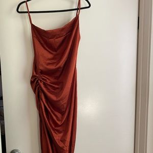 Womens Ruched Silk Dress Size M